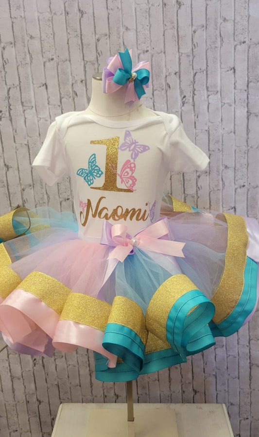 Set de Mariposas de cumpleanos, ButterflyBirthday Tutu Outfit,