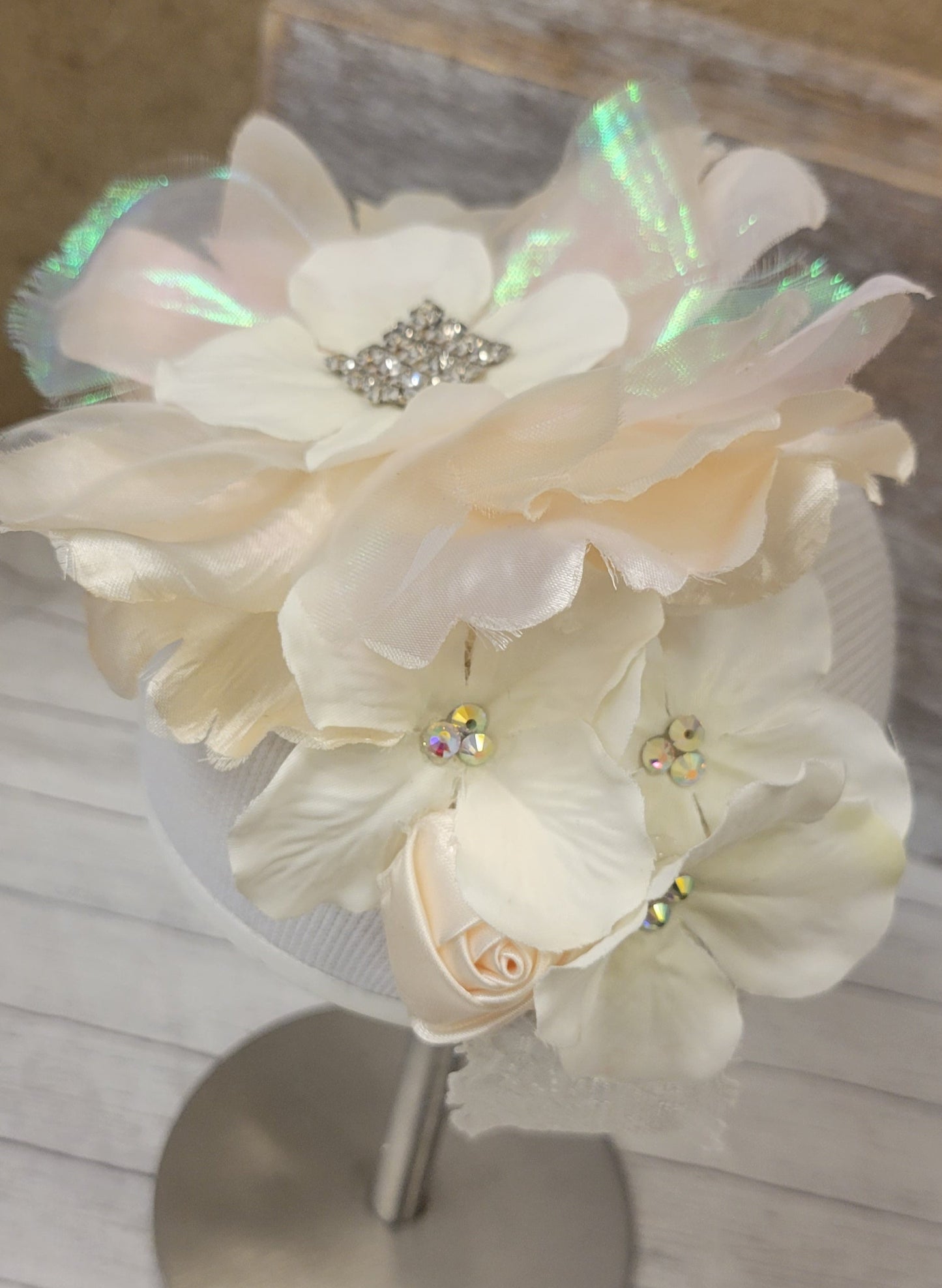 Ivory flowers headband, Communion headband, baptis headband