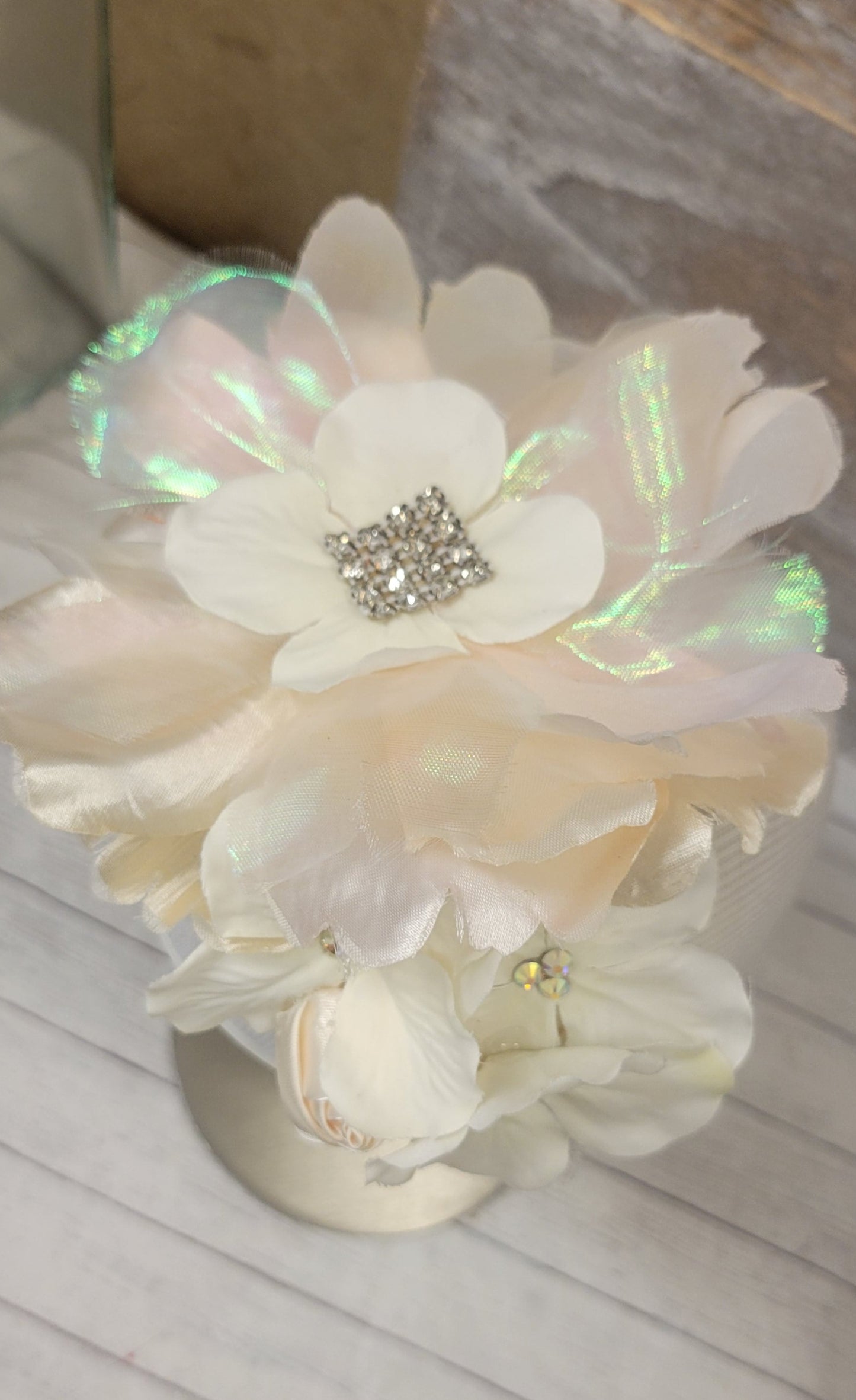Ivory flowers headband, Communion headband, baptis headband