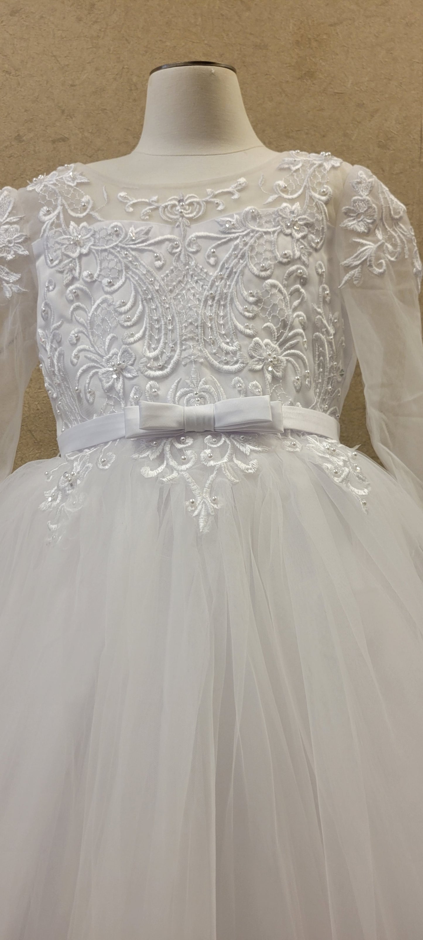 First Holy Communion Dress/vestido de primera comunion white 5830