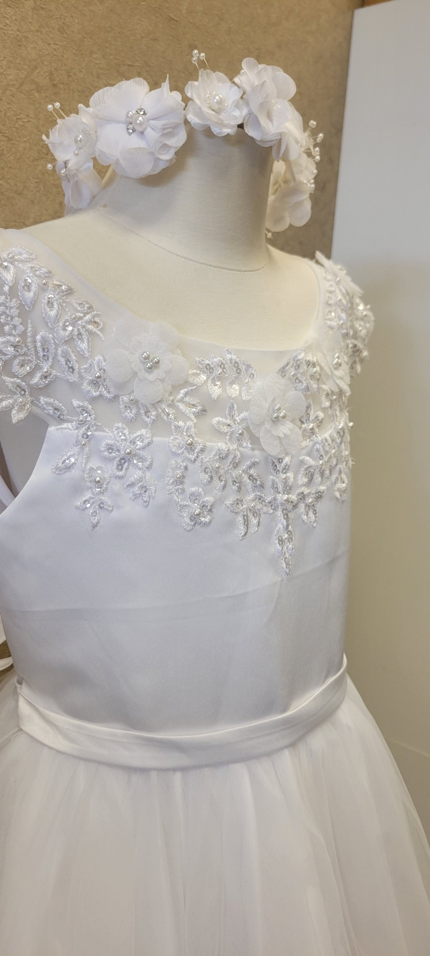 First Holy Communion Dress/vestido de primera comunion white 5842