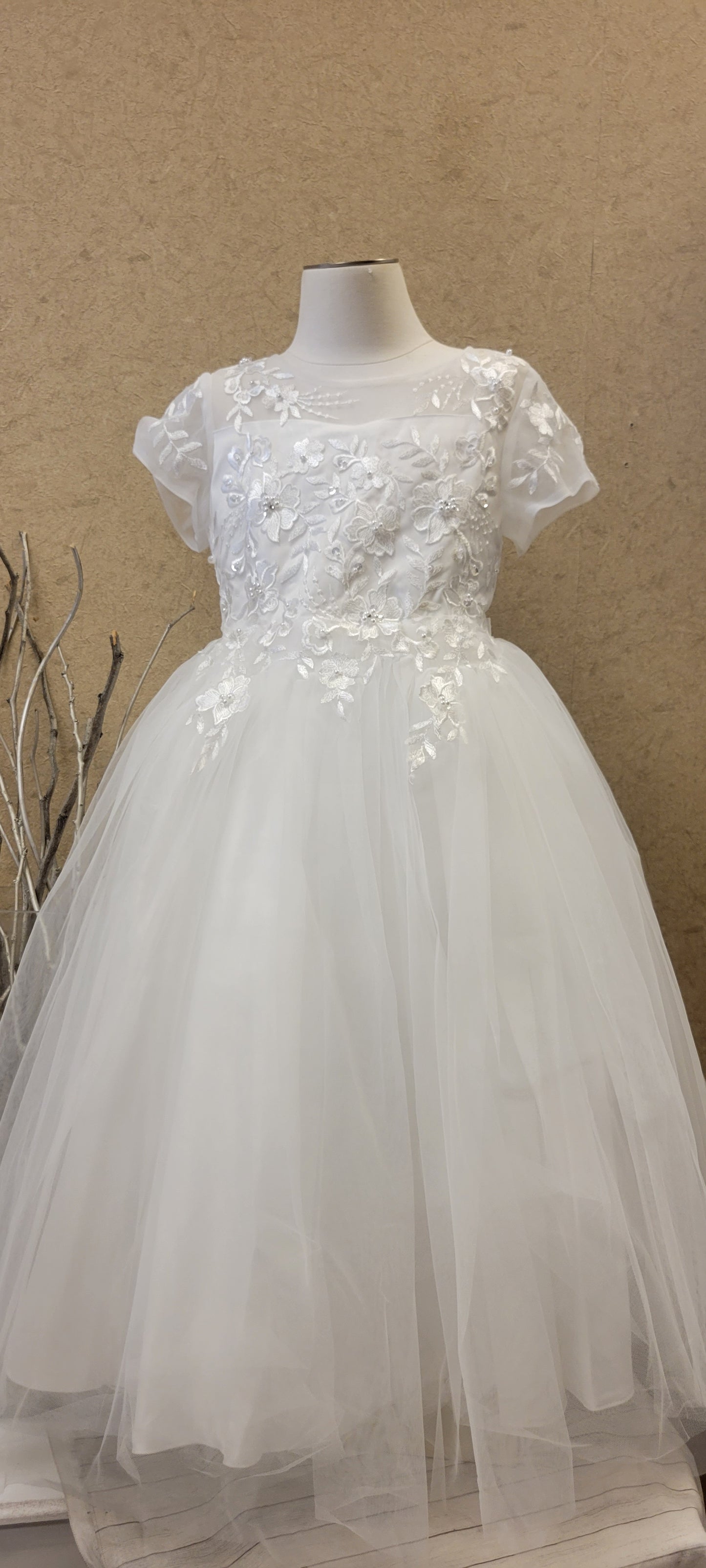 First Holy Communion Dress/vestido de primera comunion white 5833
