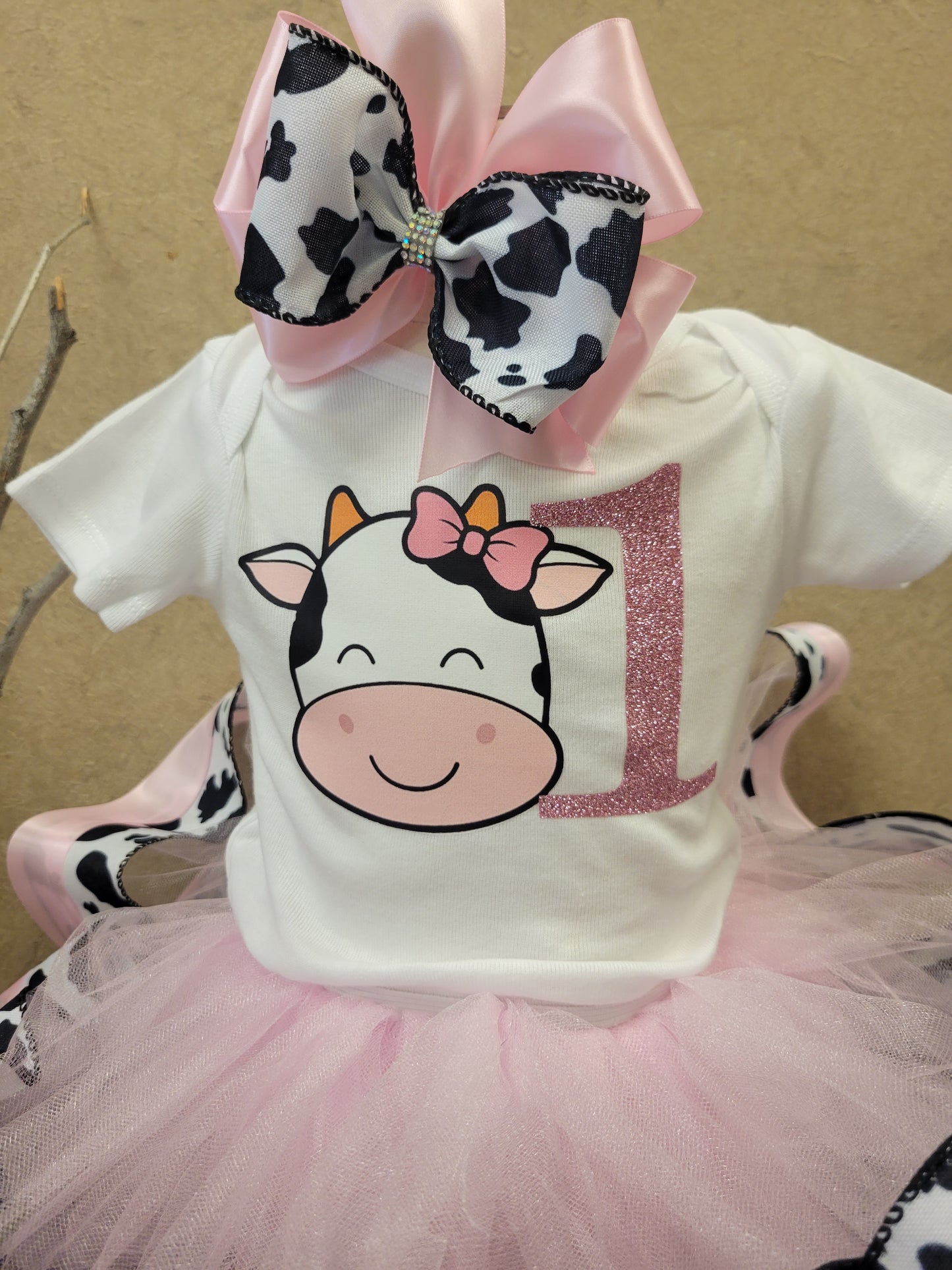 Cow Birthday Tutu Outfit, Vaca Lola set de Cumpleanos