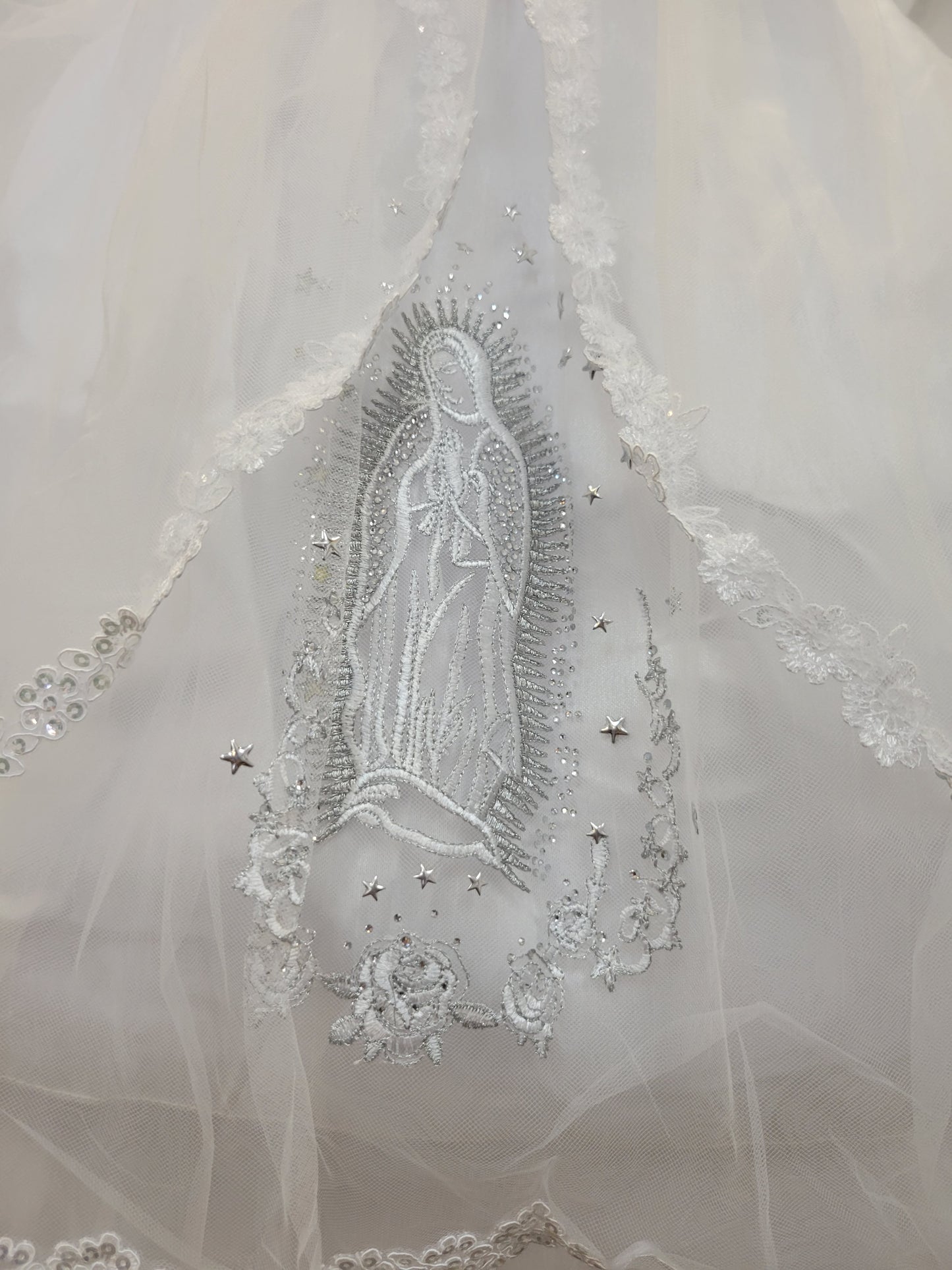 Virgen de Guadalupe Baptism Dress, White Christening Gown, Baby Girl Baptism Outfit, Vestido Bautizo con Virgen, Handmade Baby Girl Dress