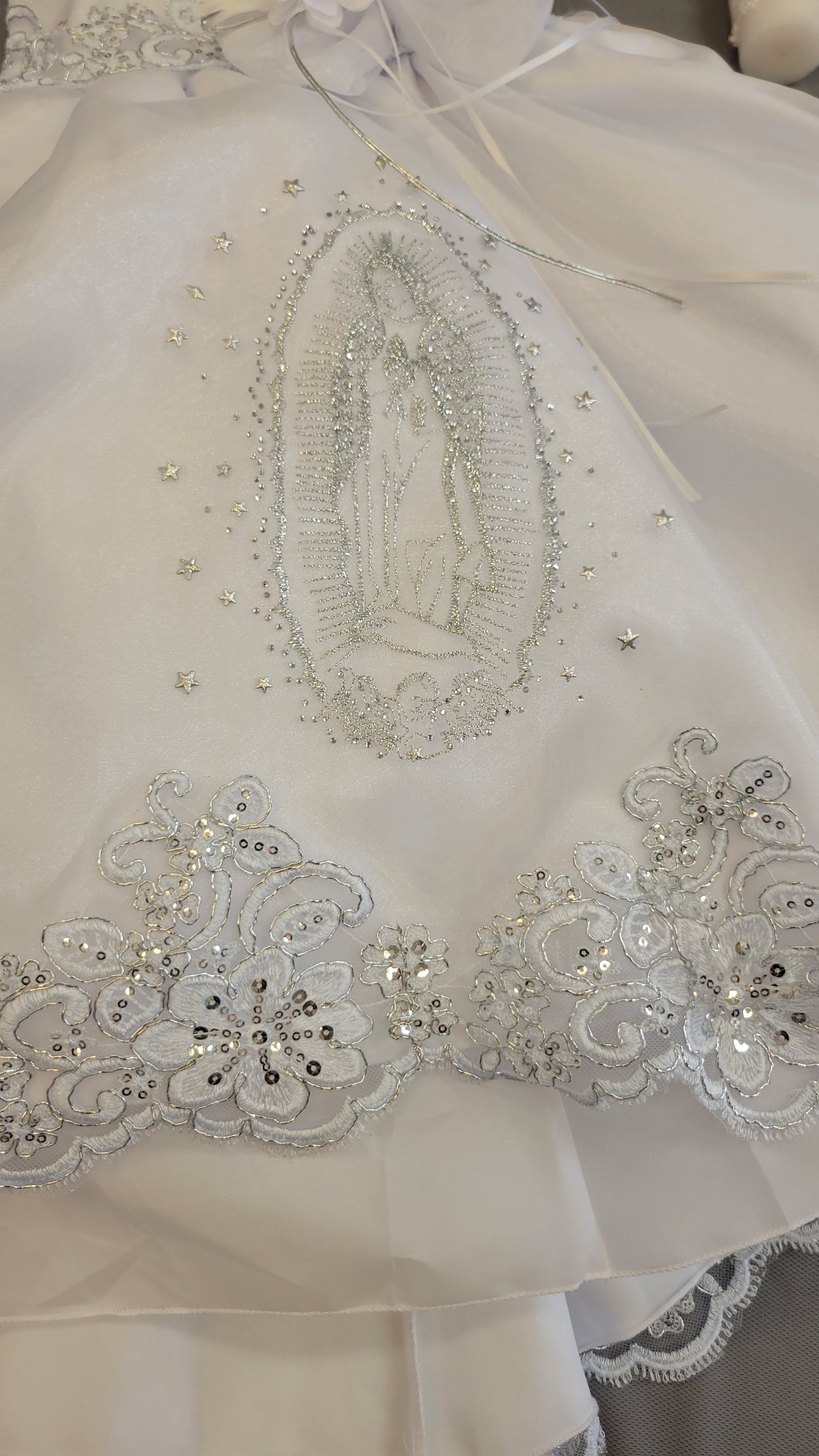 Elena package all included, Virgen de Guadalupe Baptism Dress, White Christening Gown, Baby Girl Baptism Outfit, Vestido Bautizo con Virgen, Handmade Baby Girl Dress 2407