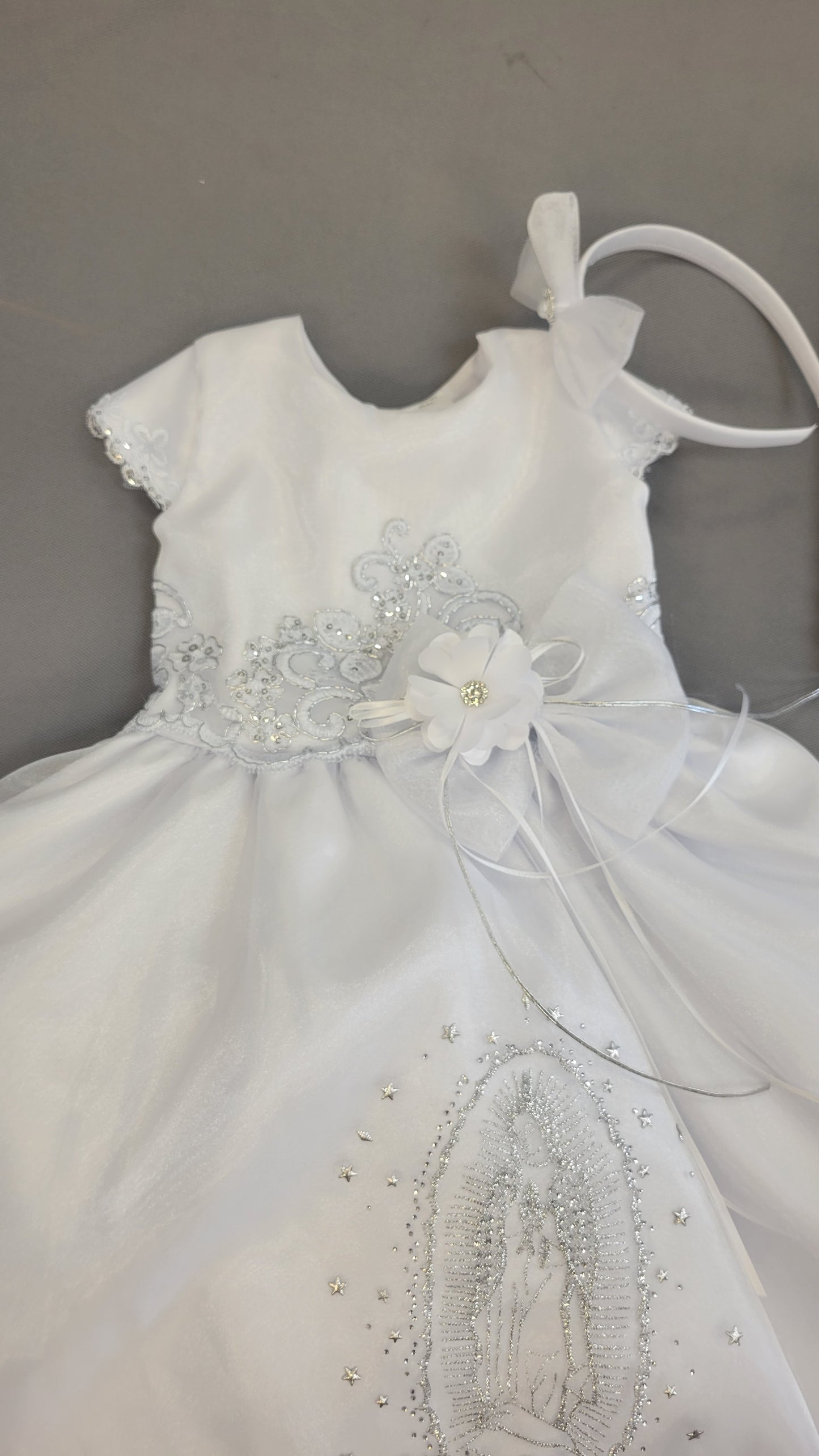Elena package all included, Virgen de Guadalupe Baptism Dress, White Christening Gown, Baby Girl Baptism Outfit, Vestido Bautizo con Virgen, Handmade Baby Girl Dress 2407