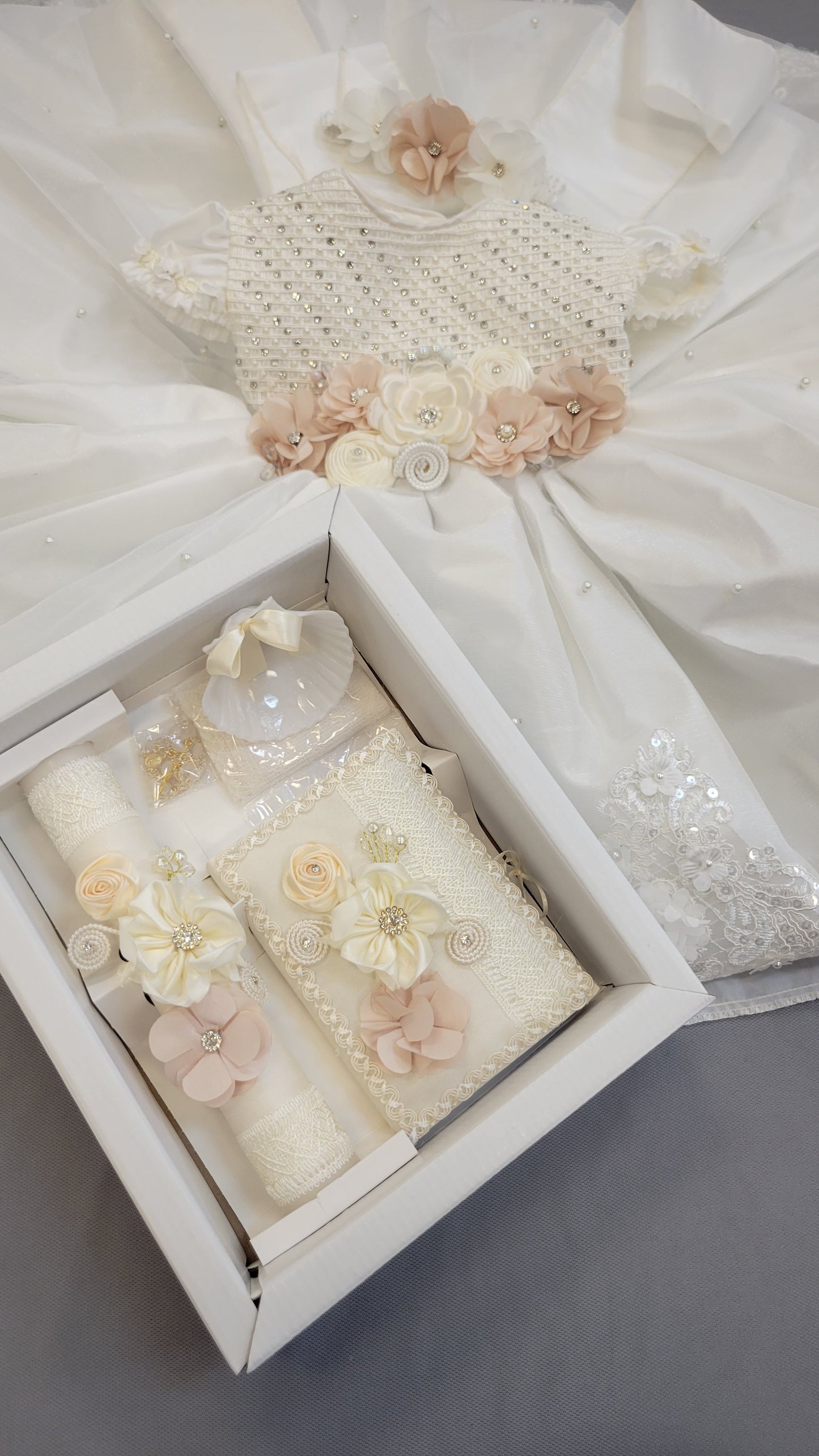 All included Baptism Dress, Ivory Christening Gown, Baby Girl Baptism Outfit, Vestido Bautizo Handmade Baby Girl Dress