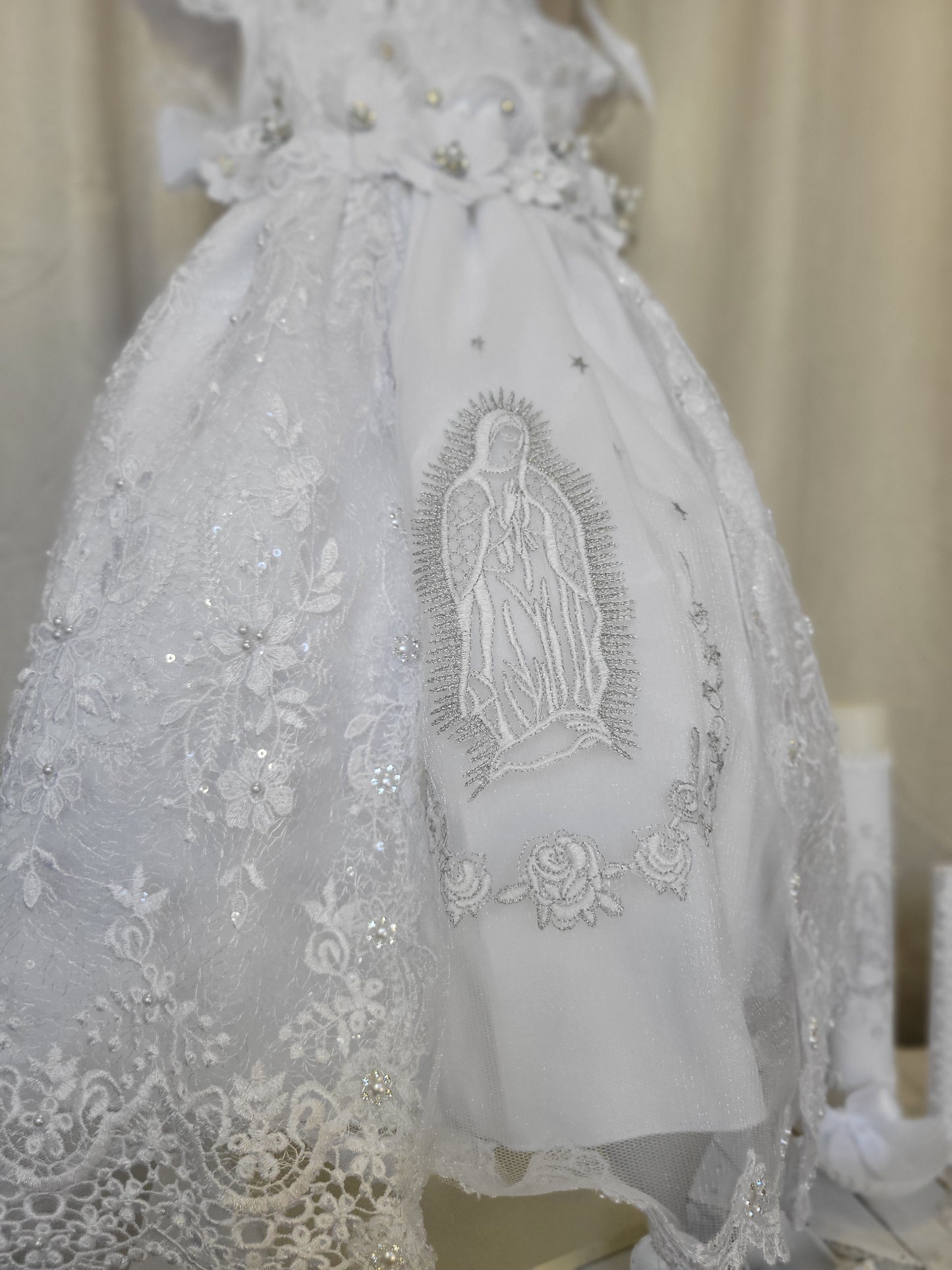 Virgen de Guadalupe All included Baptism Dress, Christening Gown, Baby Girl Baptism Outfit, Vestido Bautizo Handmade Baby Girl Dress