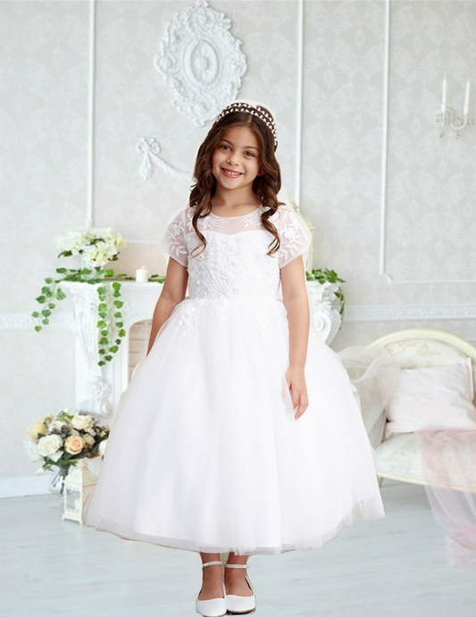 First Holy Communion Dress/vestido de primera comunion white 5833