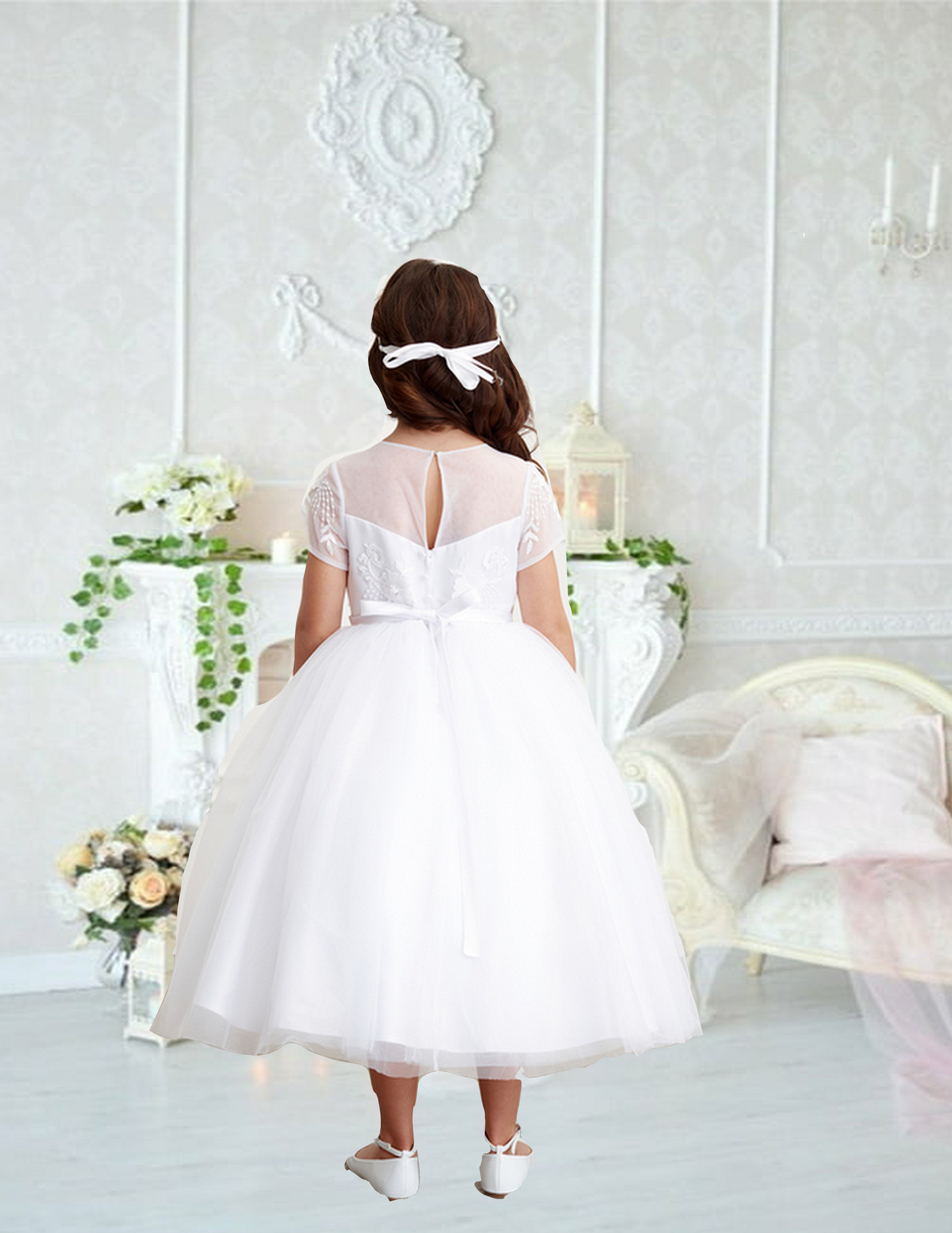 First Holy Communion Dress/vestido de primera comunion white 5833