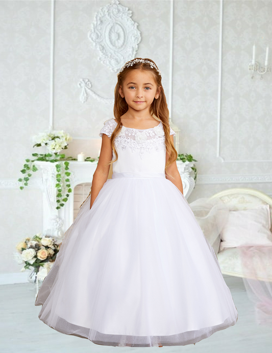 First Holy Communion Dress/vestido de primera comunion white 5842