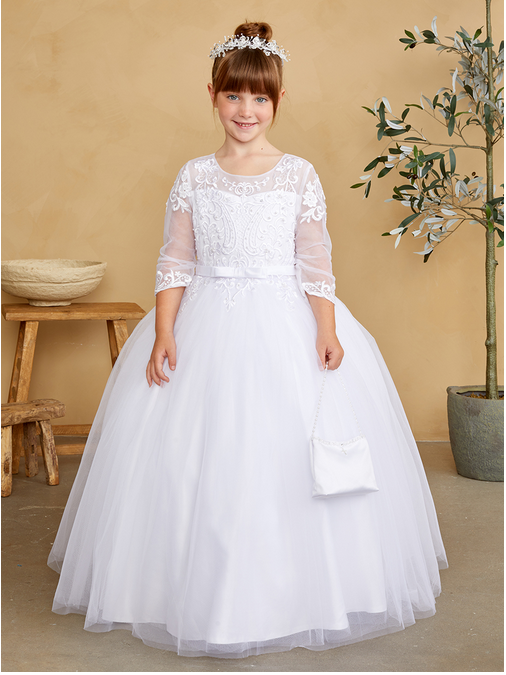 First Holy Communion Dress/vestido de primera comunion white 5830