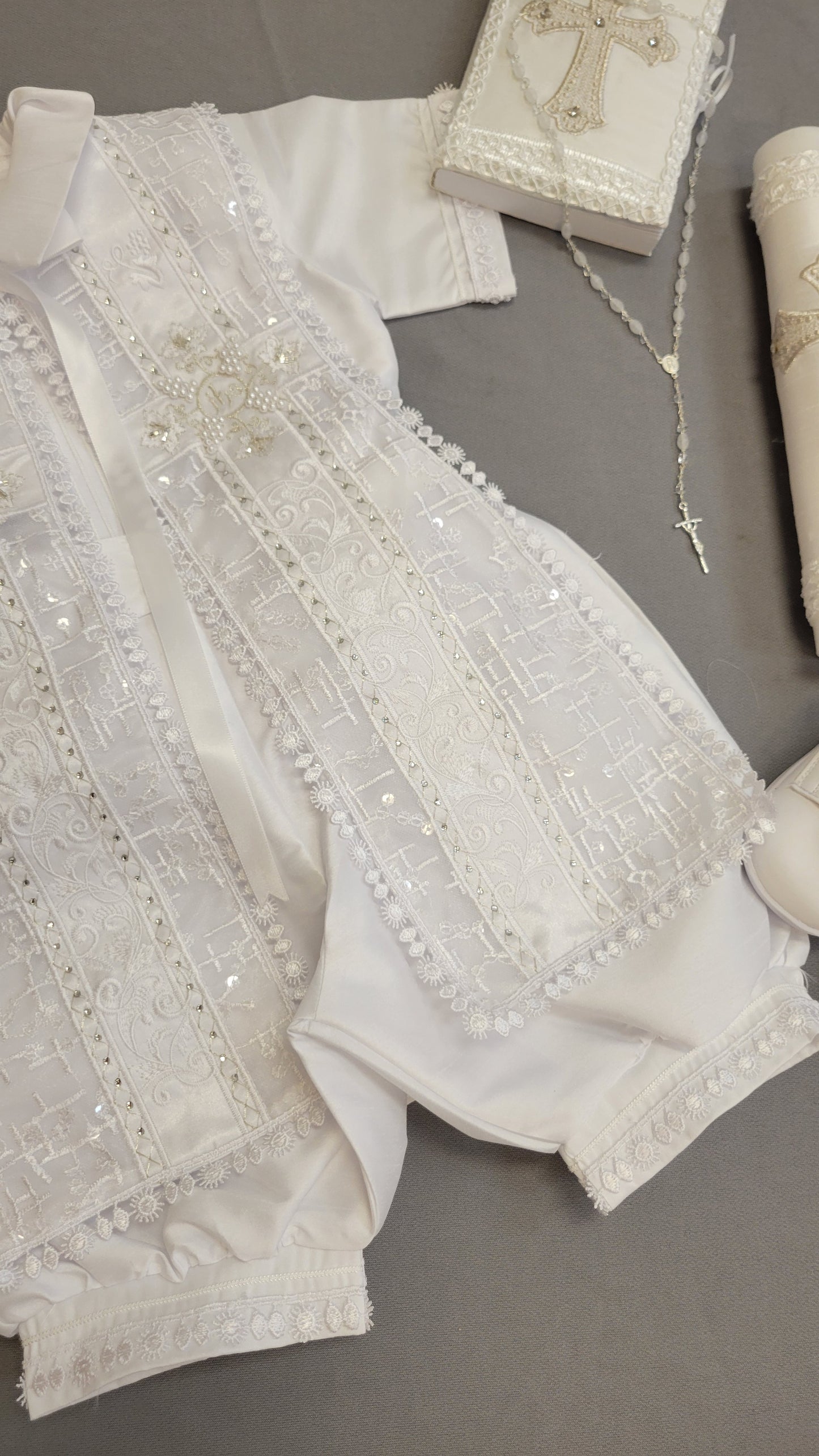 (Copy) Ropon de Bautizo de Niño, Boy Christening Outfit, candle set.