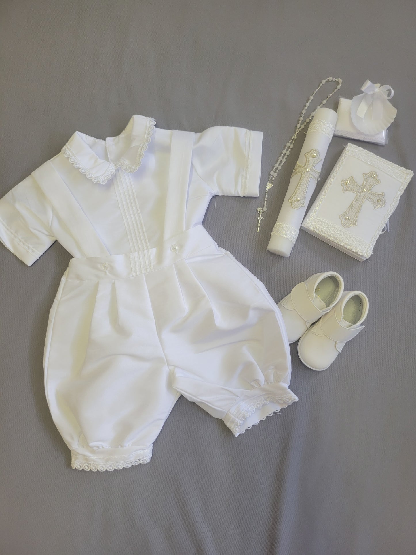 Ropon de Bautizo de Niño, Boy Christening Outfit, candle set.