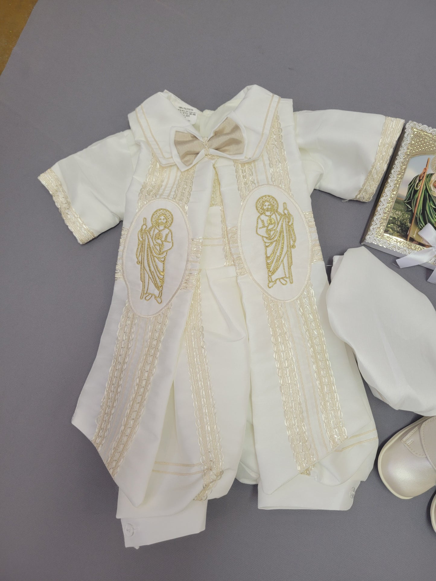 Paquete de Bautizo de Niño, Boy Christening Outfit, candle set. San Judas, Saint jude