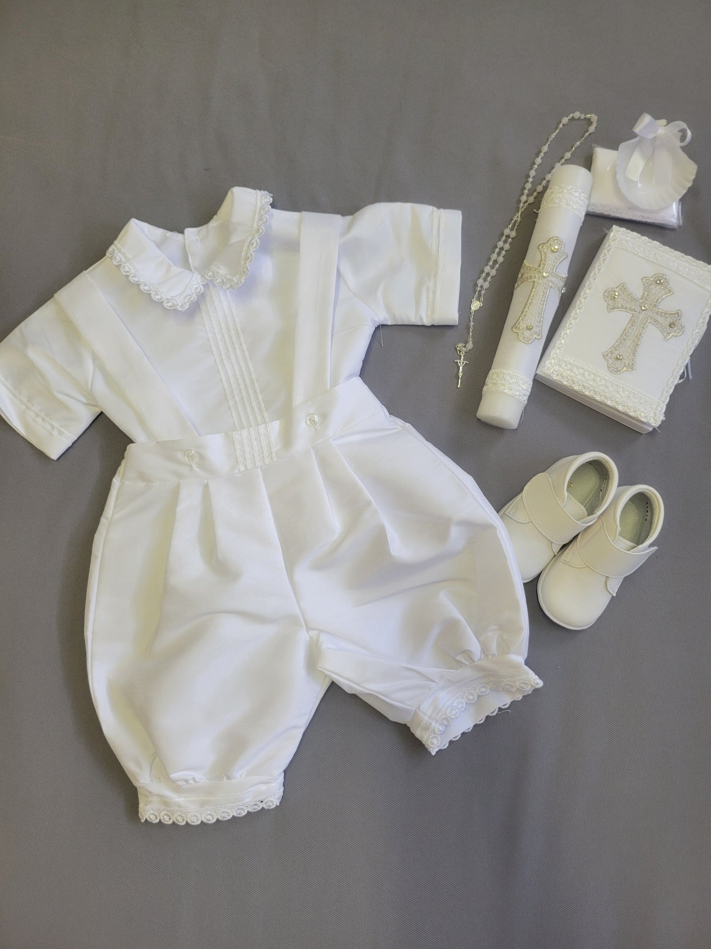Ropon de Bautizo de Niño, Boy Christening Outfit, candle set.