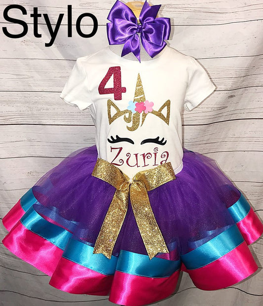 Colorful Unicorn Birthday Tutu Outfit - STYLOBOUTIQUE