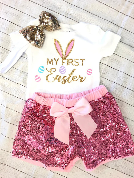 Easter Sequin Shorts Outfit
