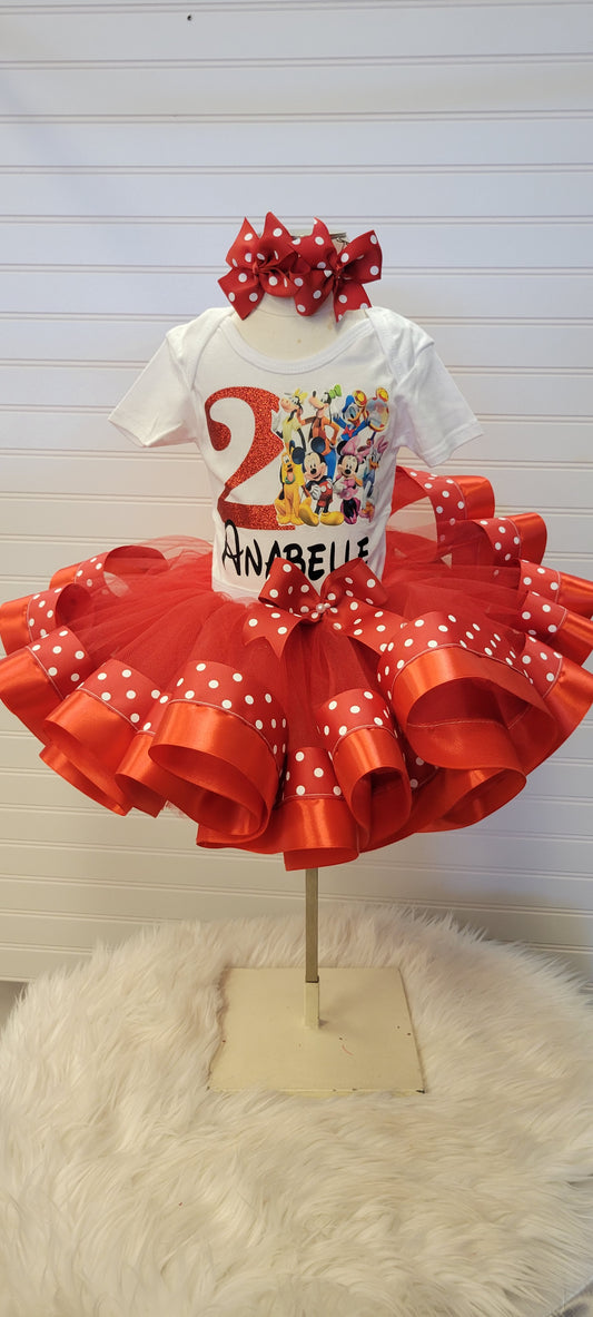 Red club house Personalized Tutu Outfit