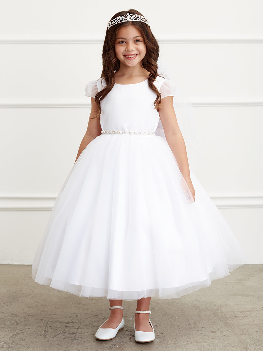 ivory first communion dress Aria - Lace and Petals Communion Dress in Ivory - Flower Girl Dress