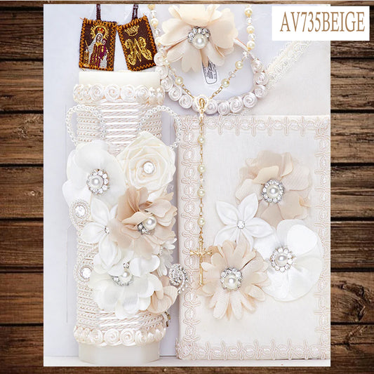 Baptism/Christening Candle Set AV735BEIGE