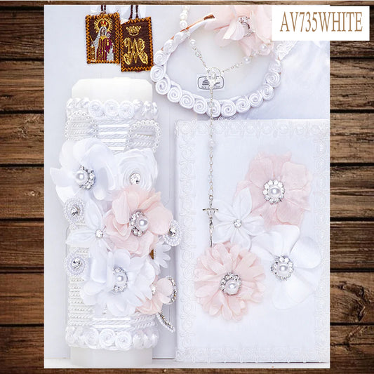 Baptism/Christening Candle Set AV735WHITE