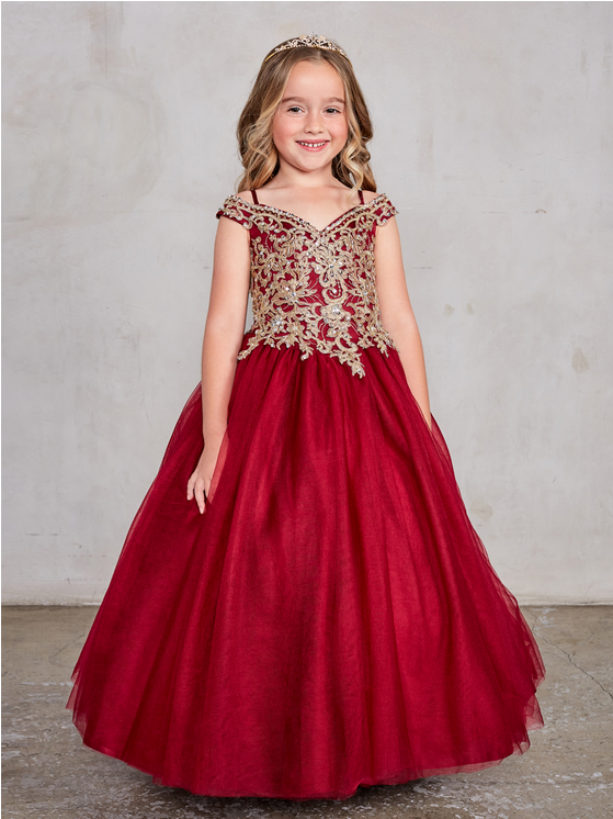 Burgundy Girl Dress, Flower Girl, Wedding Flower Girl Dress, Quince Damita 7024