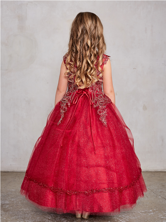 Burgundy Girl Dress, Flower Girl, Wedding Flower Girl Dress, Quince Damita 7028