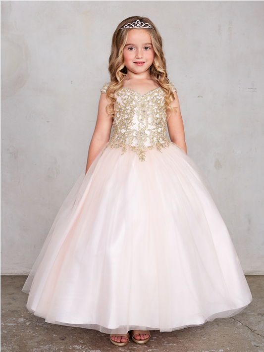 Blush Girl Dress, Flower Girl, Wedding Flower Girl Dress, Quince Damita 7024