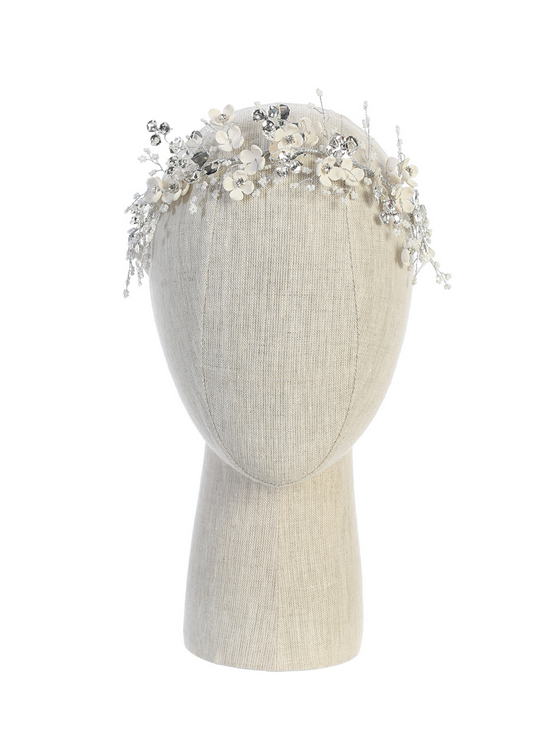 Silk Flower Headband with Rhinestones and Pearls