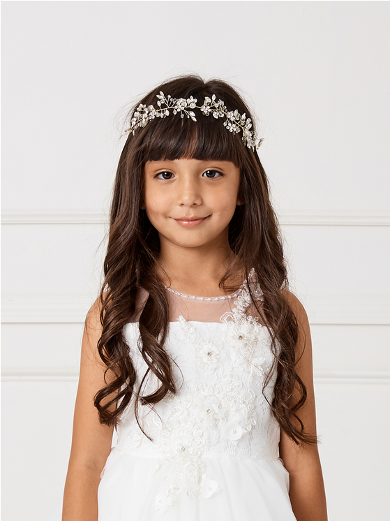 Sparkling Rhinestone Floral Headpiece with Satin Ties