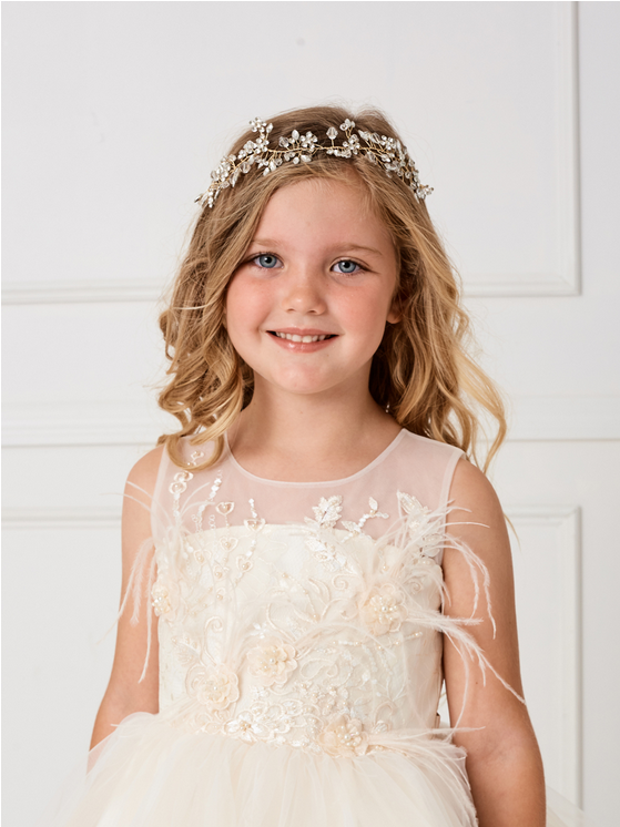 Sparkling Rhinestone Floral Headpiece with Satin Ties