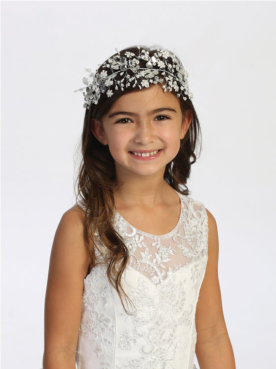 Beautiful Wired Floral Headpiece with Satin Ties