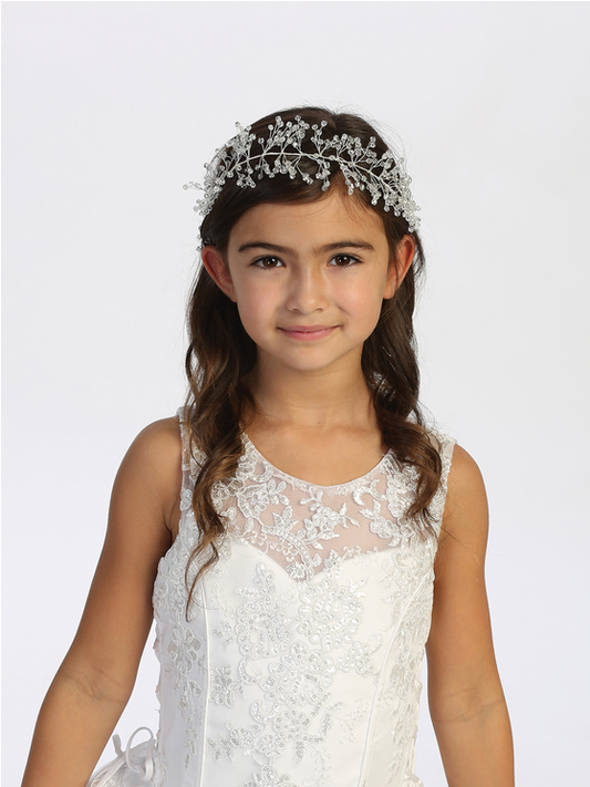 Sparkling Rhinestone Floral Headpiece with Satin Ties