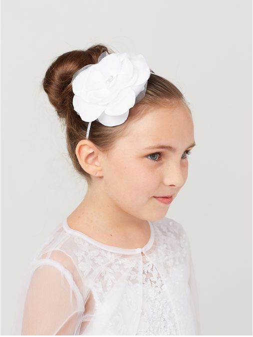 Headband with Big Flower, Rhinestone and Pearl Center