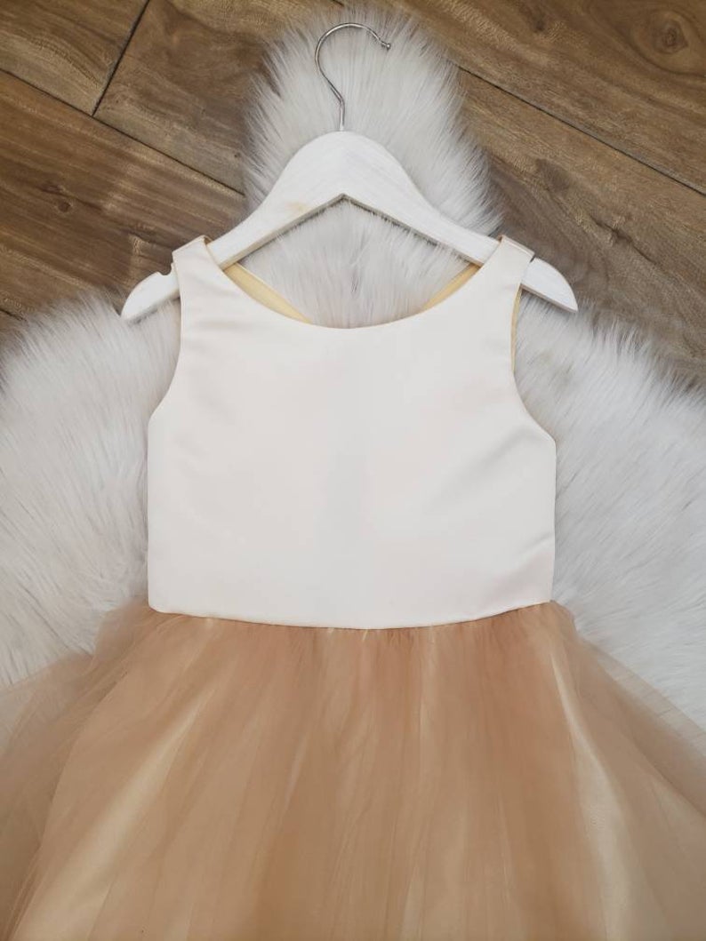 Ivory/Champagne Girl Dress,Girl Dress,Champagne Dress, Blush Dress, Flower Girl, Wedding Flower Girl Dress, Champagne Teen Dress