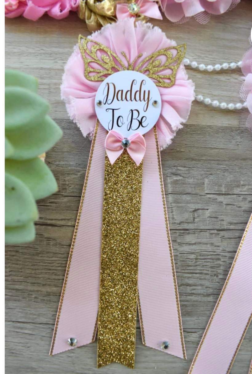 Mommy and Daddy baby shower sash