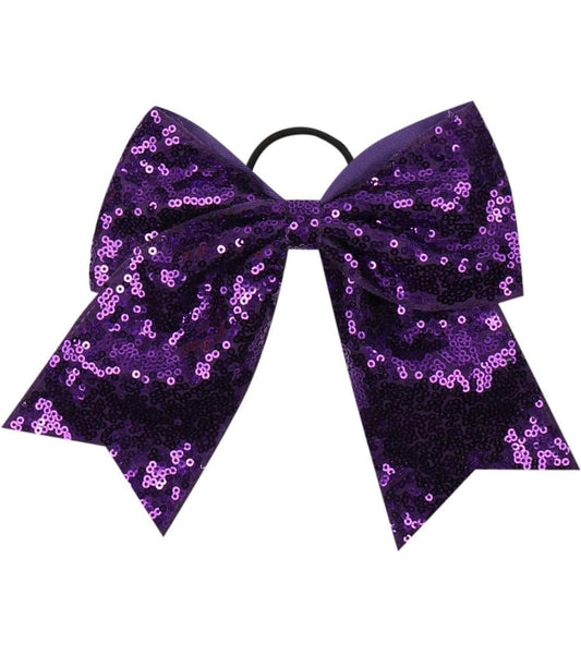 Purple Cheer Sequin Bow