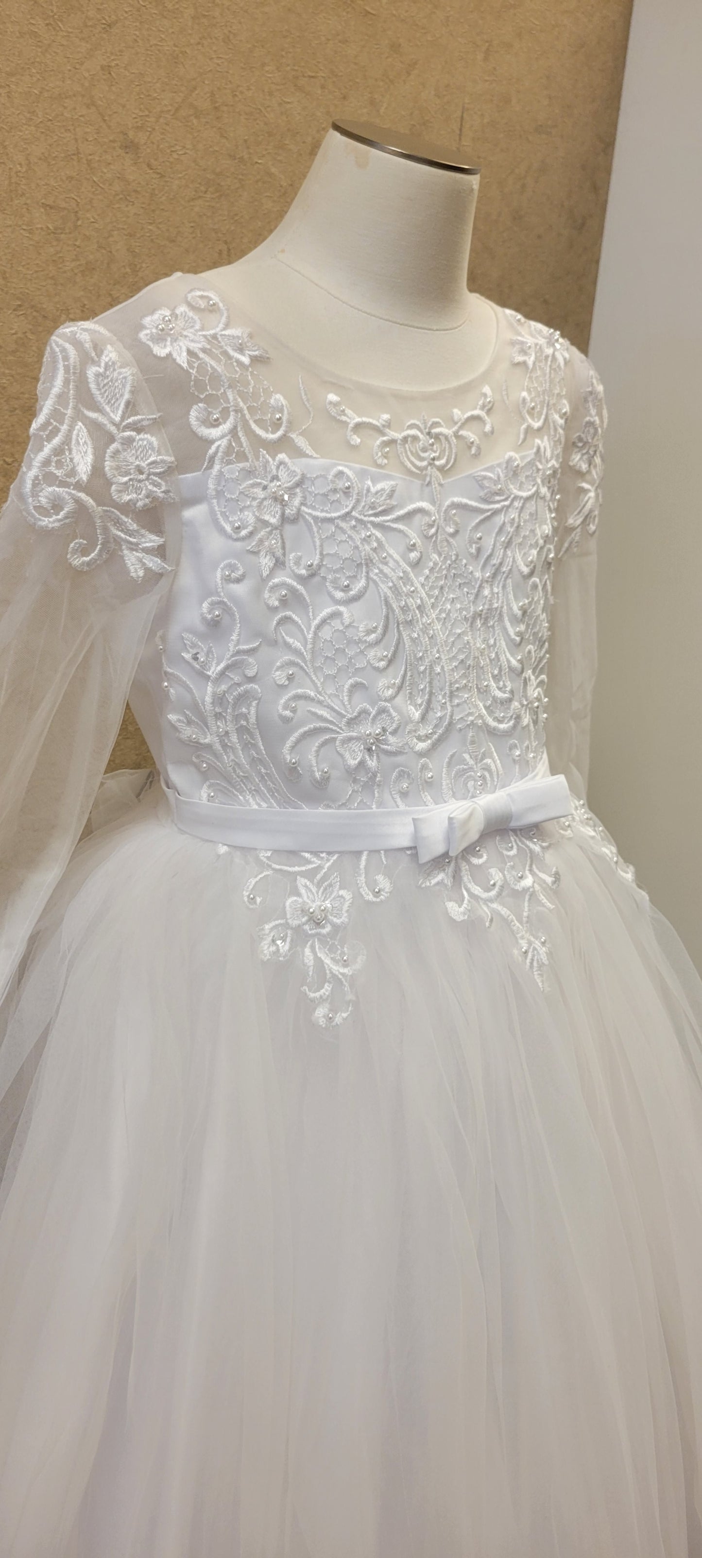 First Holy Communion Dress/vestido de primera comunion white 5830