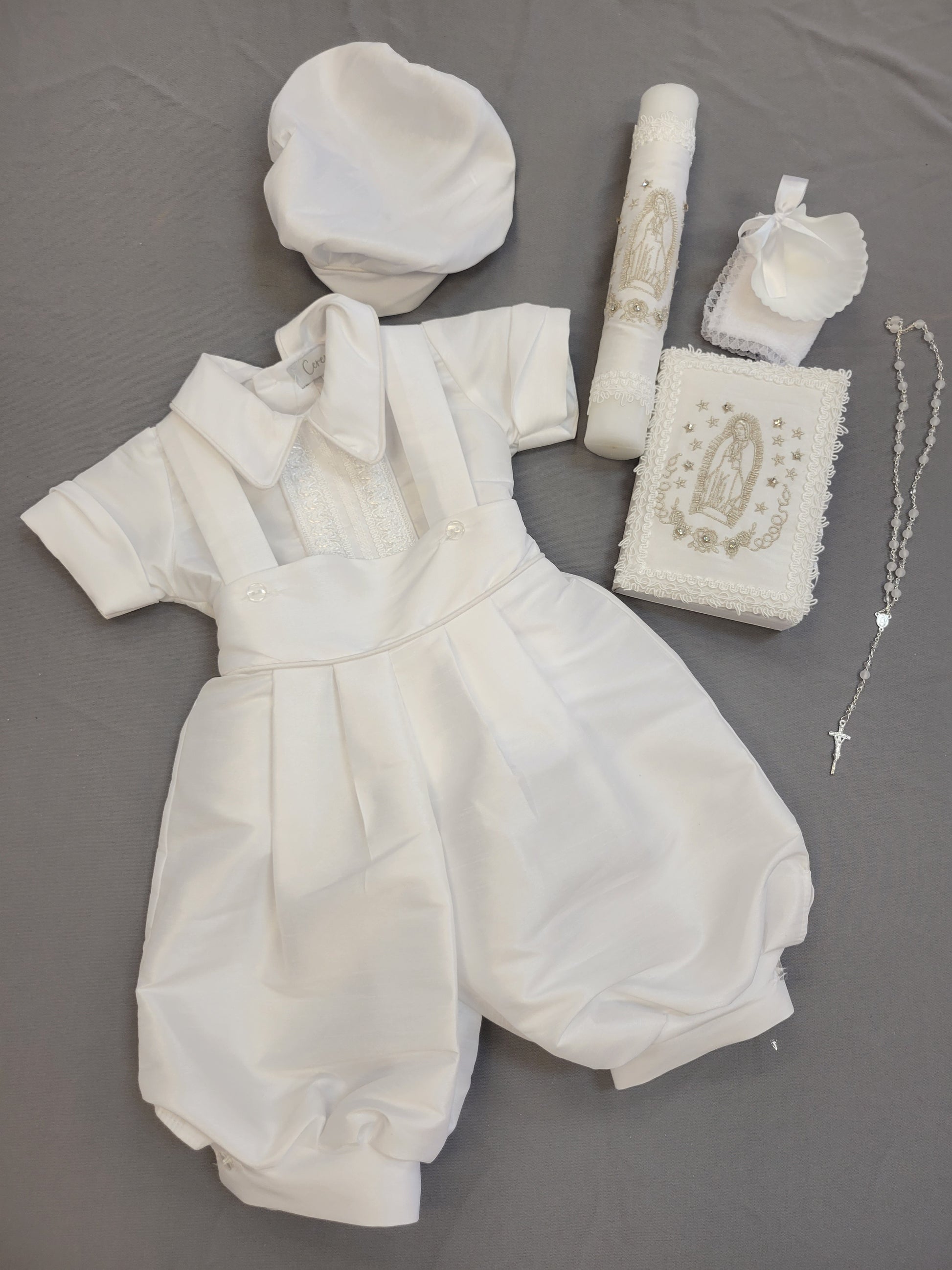 Ropon de Bautizo de Niño, Boy Christening Outfit, candle