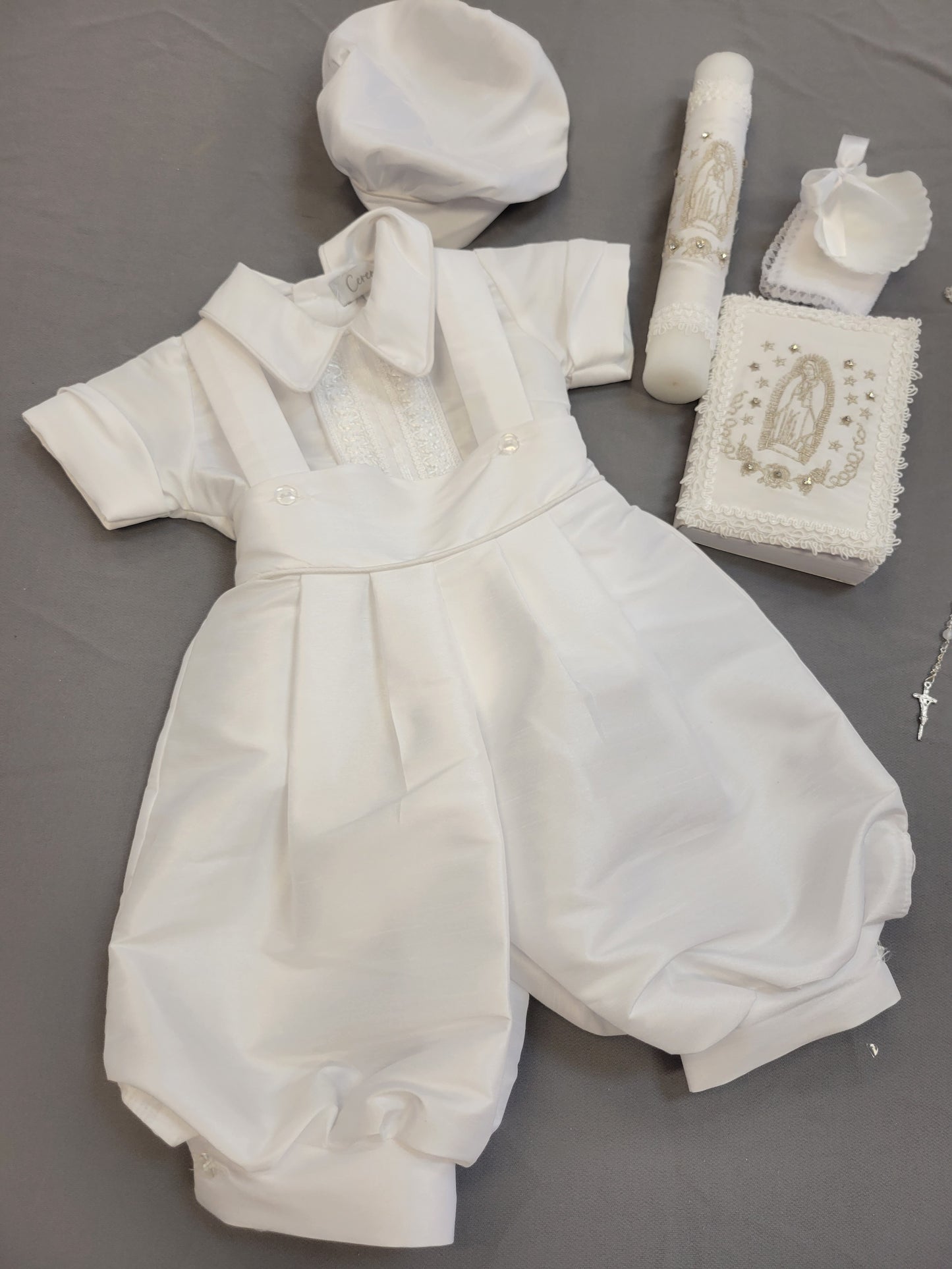 Ropon de Bautizo de Niño, Boy Christening Outfit, candle set.