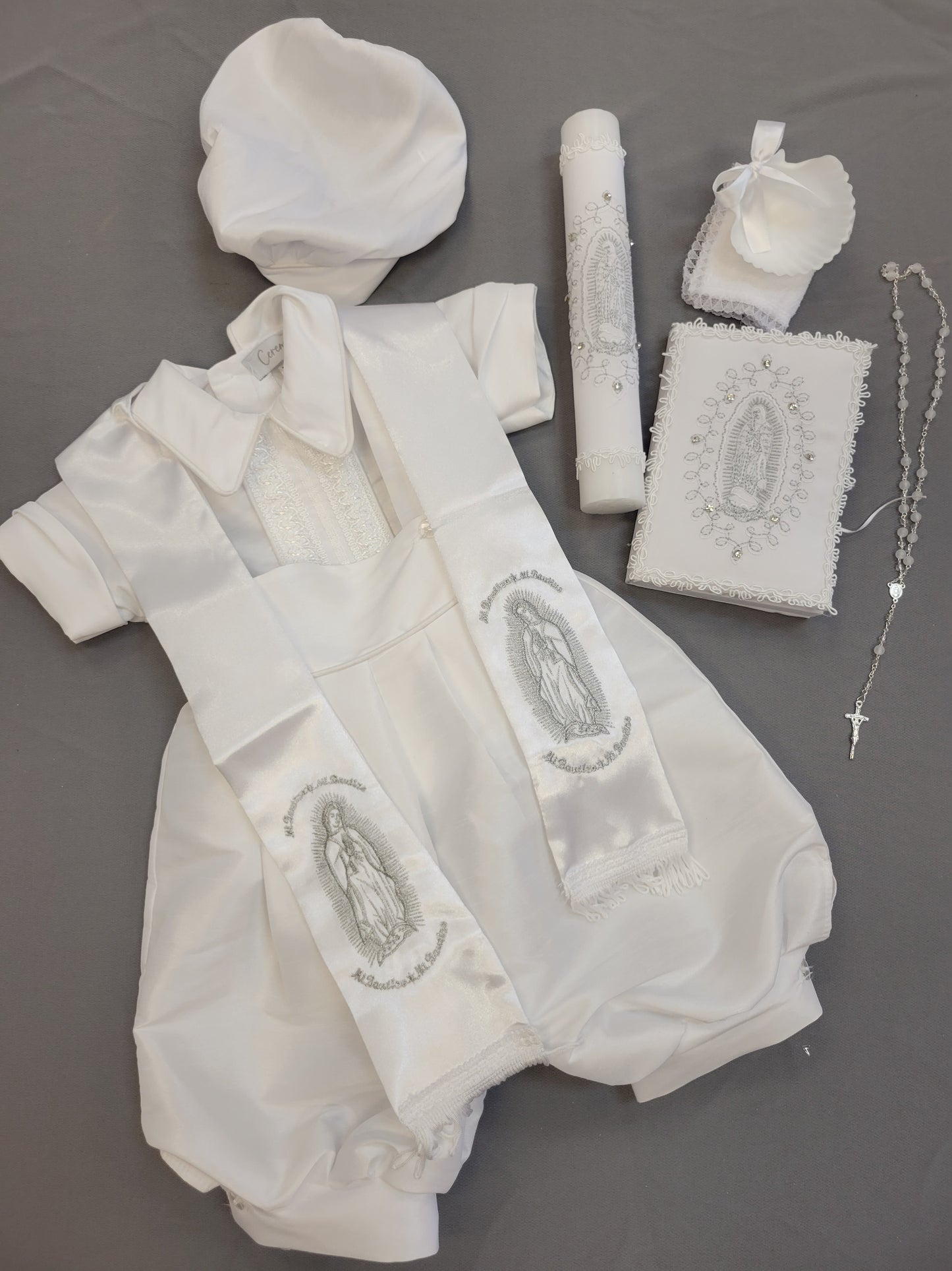 Ropon de Bautizo de Niño, Boy Christening Outfit, candle set.