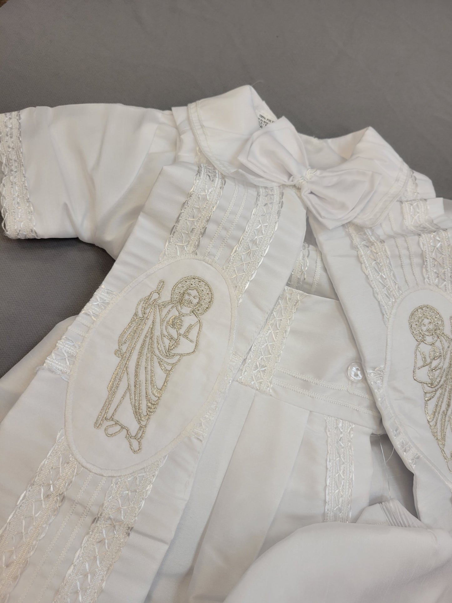 Ropon de Bautizo de Niño, Boy Christening Outfit, candle set. San Judas, Saint jude