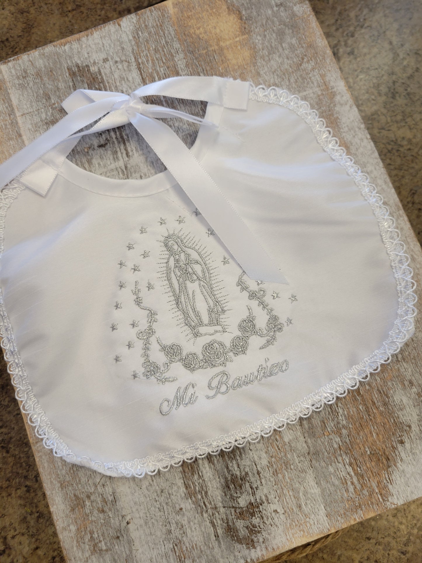 Baptism Baby Bib | Christening Bib | gift | Virgen de Guadalupe | Baby Bib | Bautizo