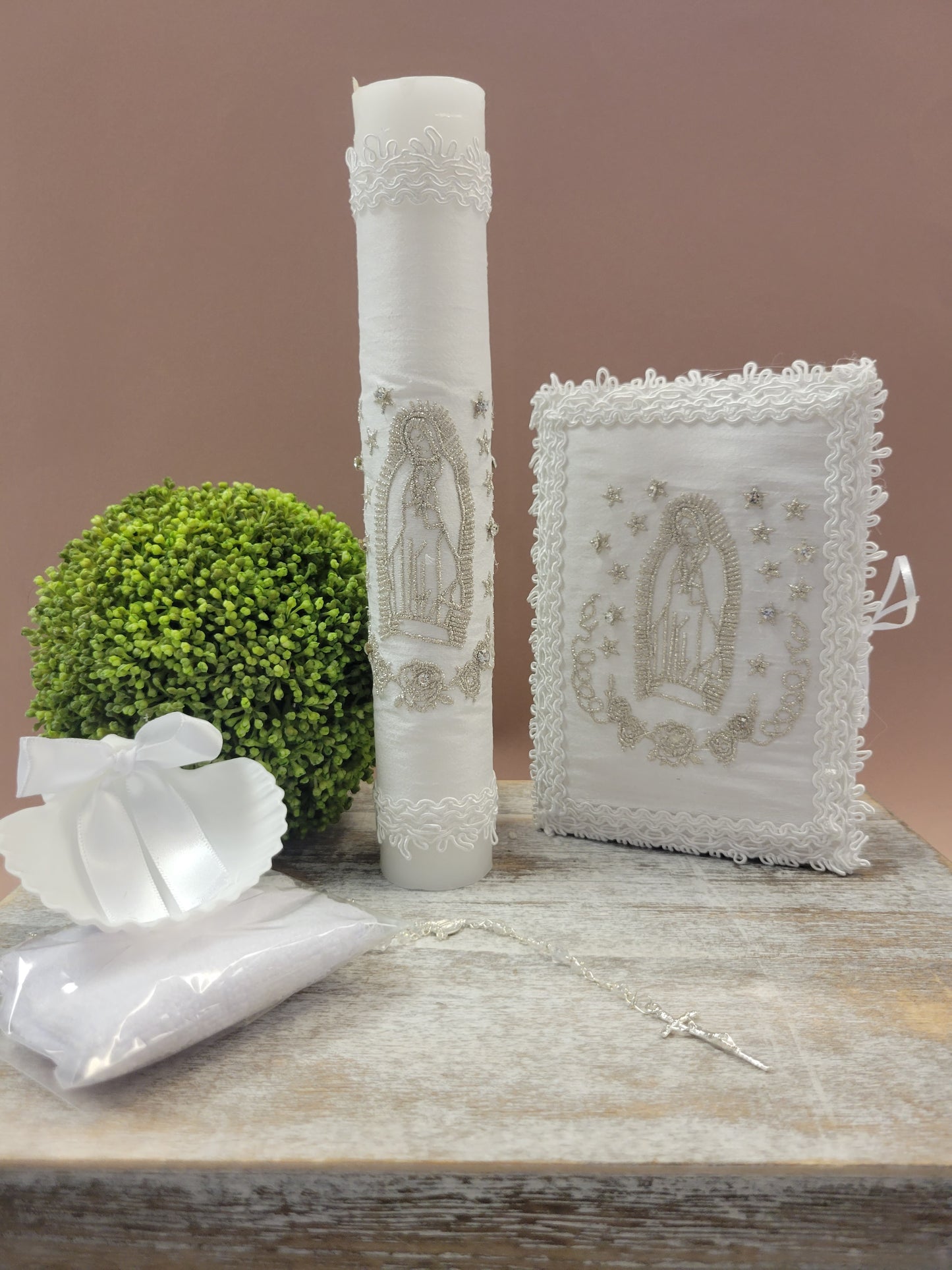 Baptism/Christening Candle Set , Guadalupe virgen, virgin mary candle set