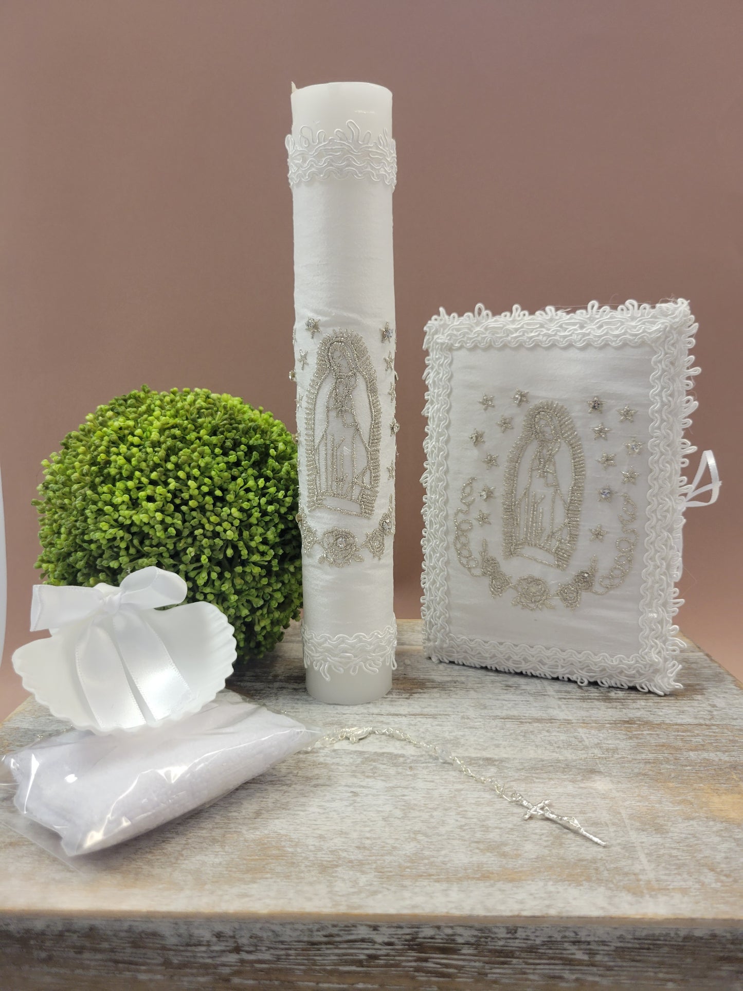 Baptism/Christening Candle Set , Guadalupe virgen, virgin mary candle set