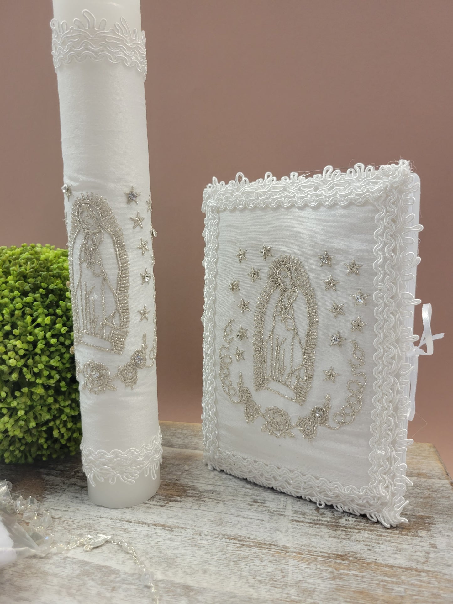 Baptism/Christening Candle Set , Guadalupe virgen, virgin mary candle set