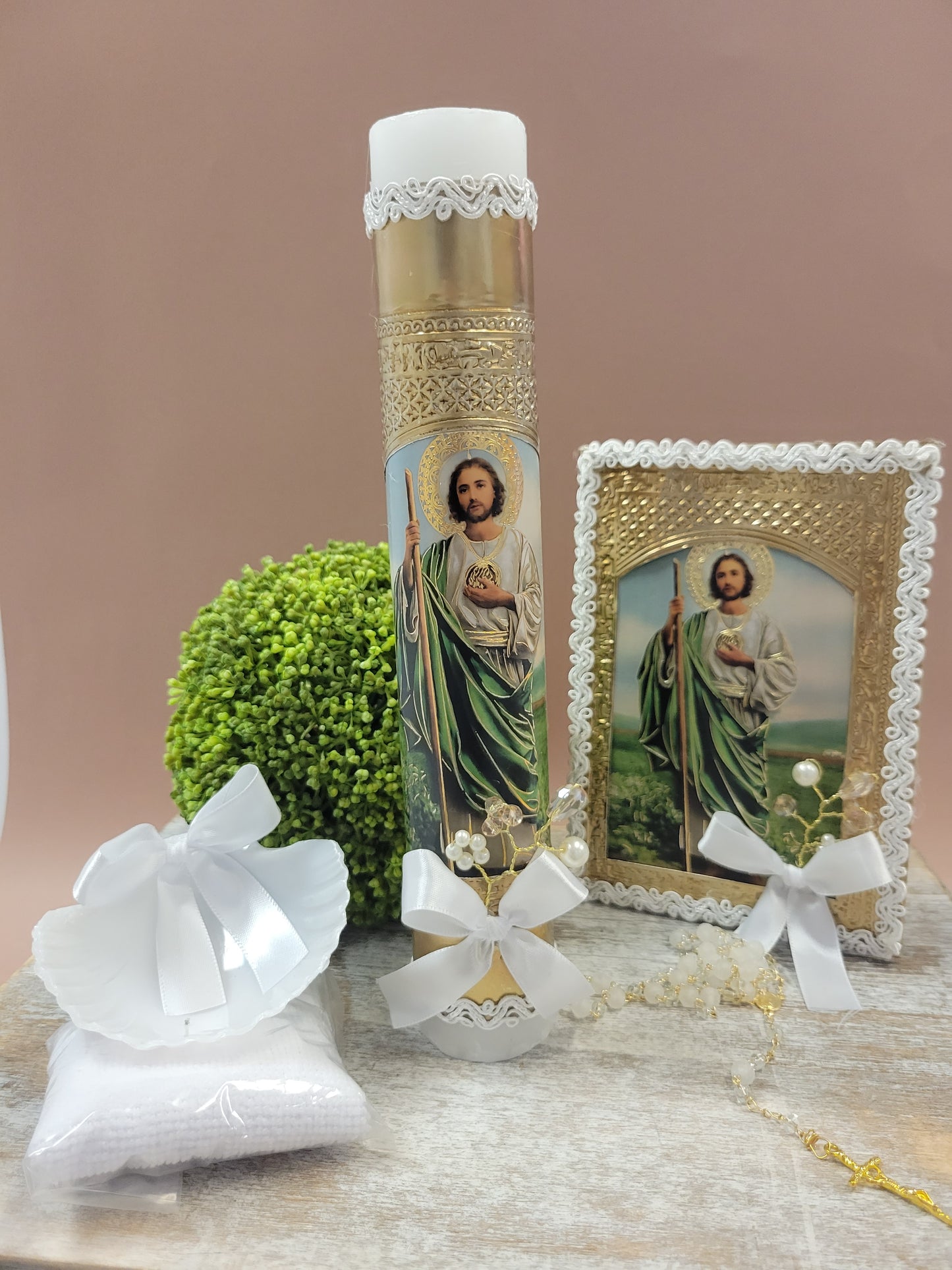 Saint Jude  Baptism/Christening Candle Set