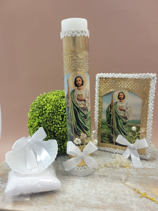 Saint Jude  Baptism/Christening Candle Set