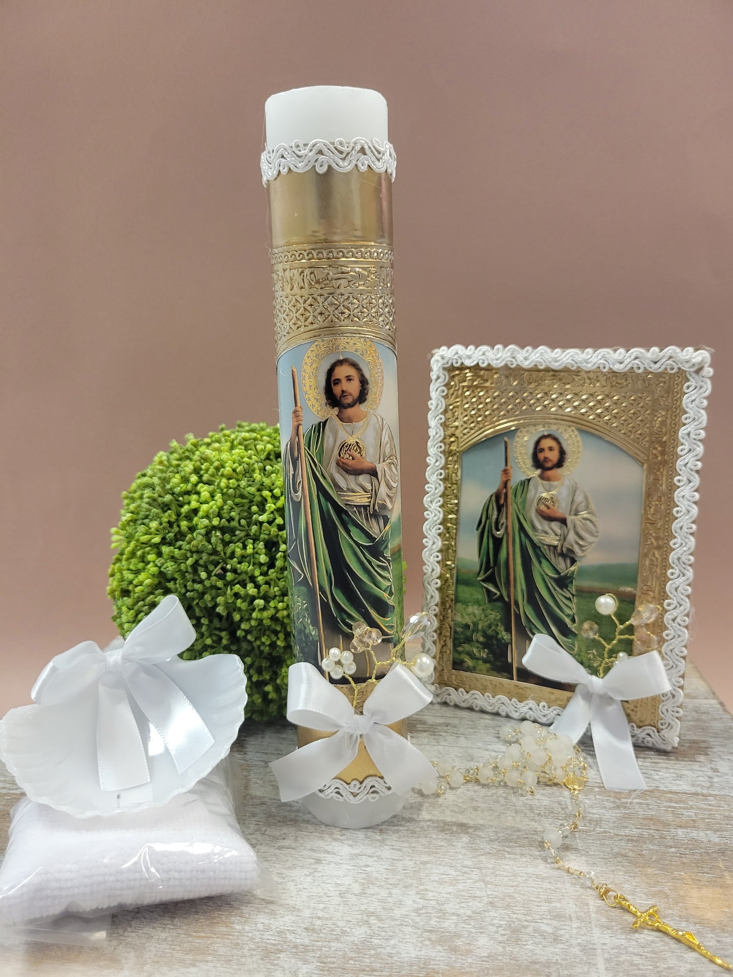 Saint Jude  Baptism/Christening Candle Set